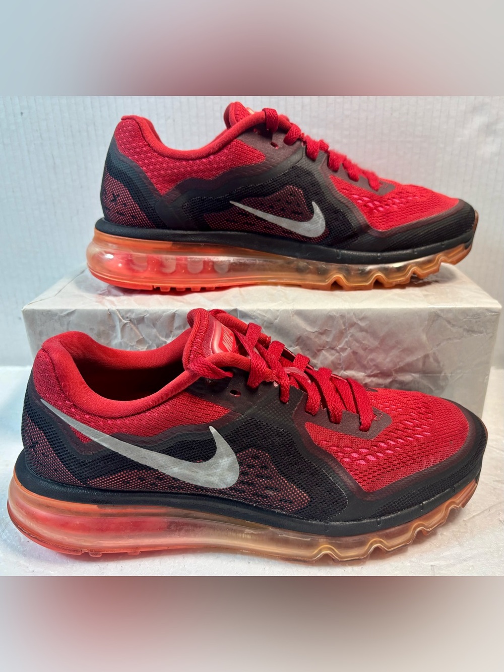 Nike Air Max 2014 Gym Red/Black Running Shoes Air Unit Shoes Size 7.5